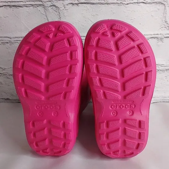 'CROCS' RAIN BOOTS 'HANDL IT' SIDE CUT OUT, EASY PULL~ON, TODDLER 7, CANDY PINK