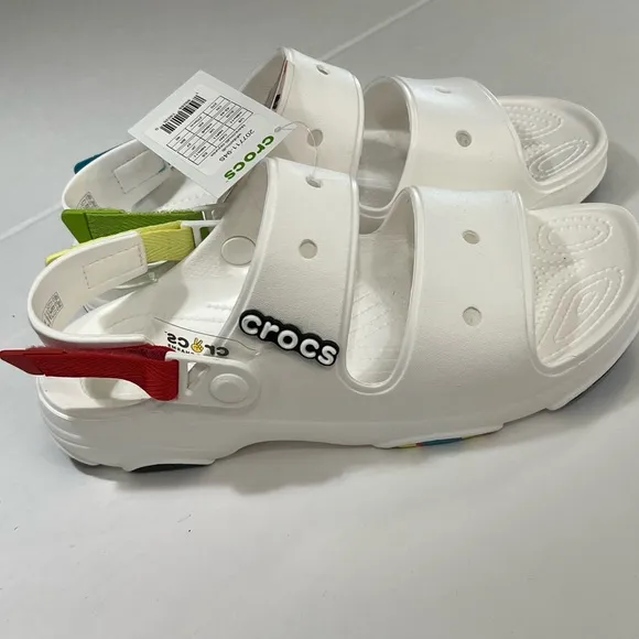 CROCS White Sandals with Adjustable Straps and Ventilation