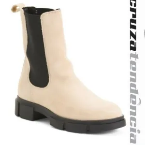 Cruza Tendencia Mid Calf Suede Boots Cream Womens 8 Pull-On Leather Nubuck