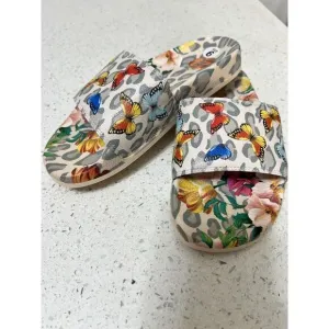 Cute! Mayflower Poolside Slide Sandals Johnny‎ Was New!  Sz 6 Floral Butterflies