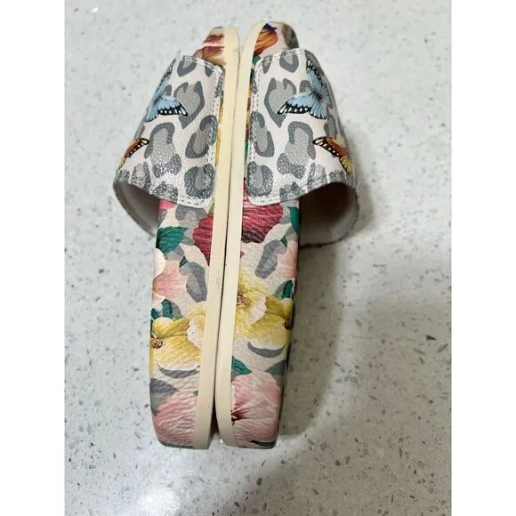 Cute! Mayflower Poolside Slide Sandals Johnny‎ Was New!  Sz 6 Floral Butterflies