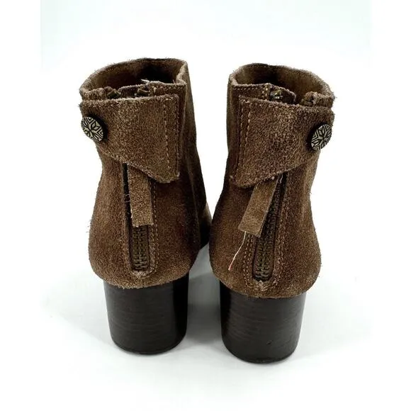 cynthia vincent Boots Suede Leather Heels Studded Ankle Size 7 Brown Booties