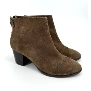 cynthia vincent Boots Suede Leather Heels Studded Ankle Size 7 Brown Booties