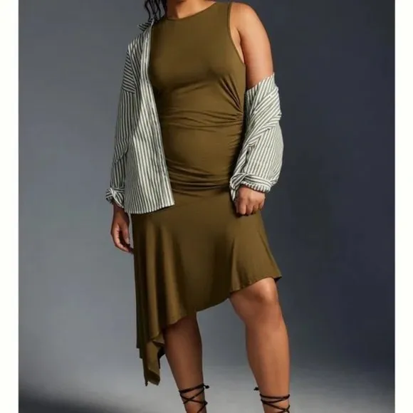 Daily Practice by Anthropologie Sleeveless Side-Ruched Dress NWT