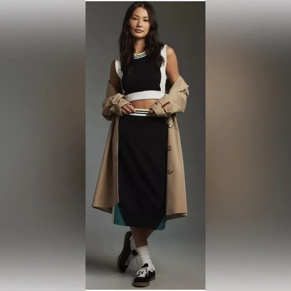 Daily Practice x Anthropologie Full Court midi skirt Black color-block. Medium