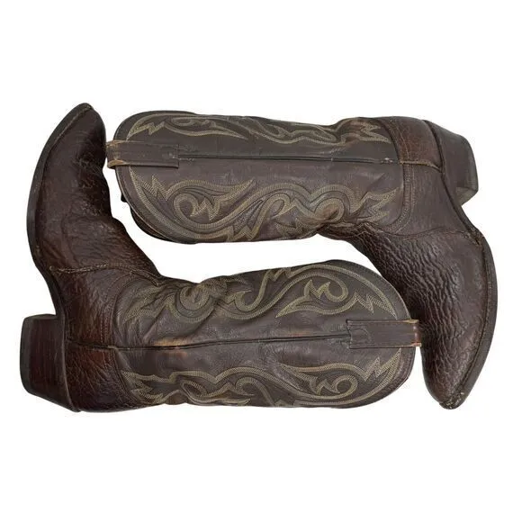 Dan Post Vintage USA Brown Exotic Leather Western Cowboy Boots Men’s Size‎ 9