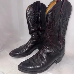 Dan Post Wine Red Cowboy Boots with Traditional Stitching