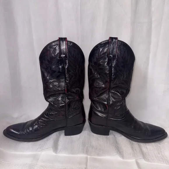 Dan Post Wine Red Cowboy Boots with Traditional Stitching