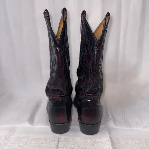 Dan Post Wine Red Cowboy Boots with Traditional Stitching