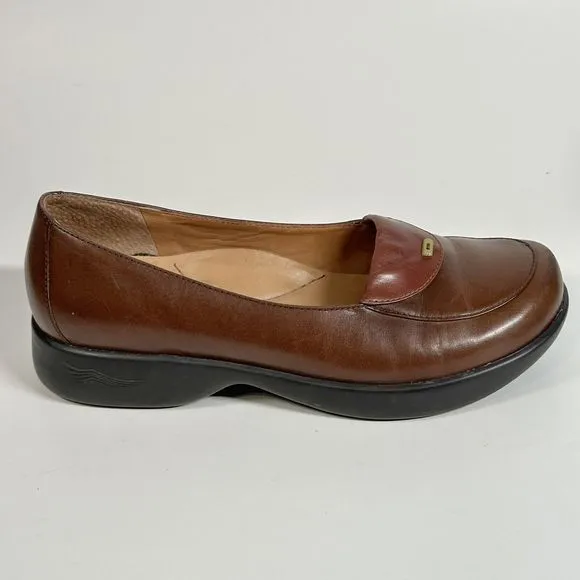 DANSKO Desiree Brown Leather Loafers Womens US Size 6.5-7 EU 37 Made In Brazil
