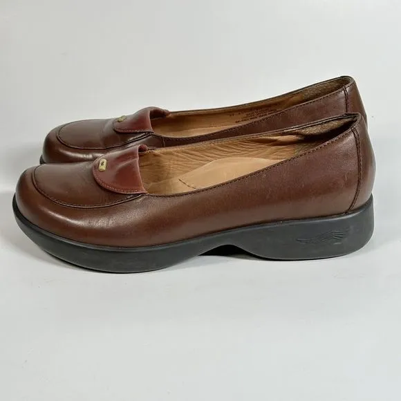 DANSKO Desiree Brown Leather Loafers Womens US Size 6.5-7 EU 37 Made In Brazil