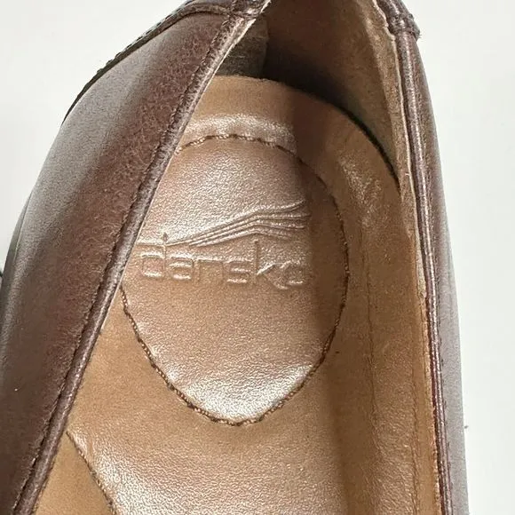 DANSKO Desiree Brown Leather Loafers Womens US Size 6.5-7 EU 37 Made In Brazil