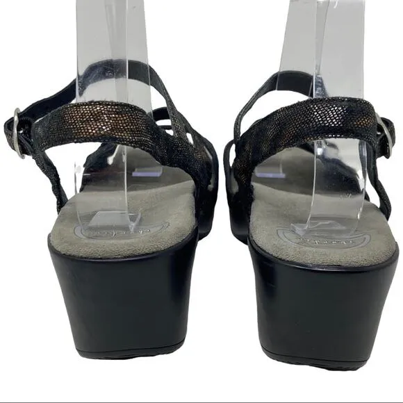 Dansko Sandi Leather Sandals In Iridescent Coffee Swirl Women's Size 40