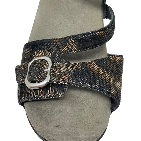 Dansko Sandi Leather Sandals In Iridescent Coffee Swirl Women's Size 40