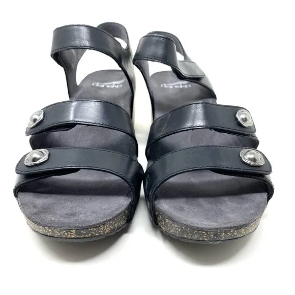 Dansko SAVANNAH BLACK WAXY BURNISHED Sandals