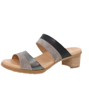 Dansko‎ Theresa Slip On Sandal Clog Black Gray Leather Heels EU 37 US 6.5-7