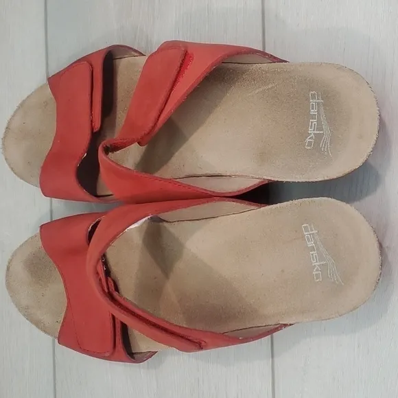 Dansko Women Wedge ViennaTomato Milled Nubuck Sandals Leather Shoes  42/11.5-12