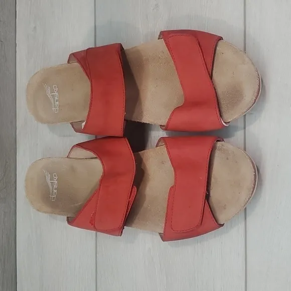Dansko Women Wedge ViennaTomato Milled Nubuck Sandals Leather Shoes  42/11.5-12