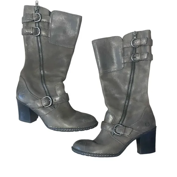 Dark Grey BORN “Treddy” Leather Boots size 9.5