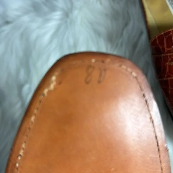 David Espinoza Cognac Alligator Leather Loafers Sz 8D