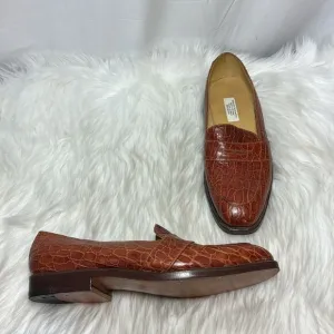 David Espinoza Cognac Alligator Leather Loafers Sz 8D