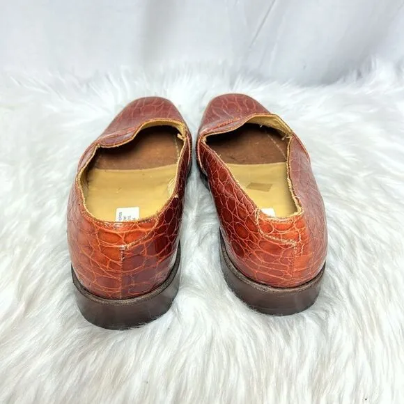 David Espinoza Cognac Alligator Leather Loafers Sz 8D
