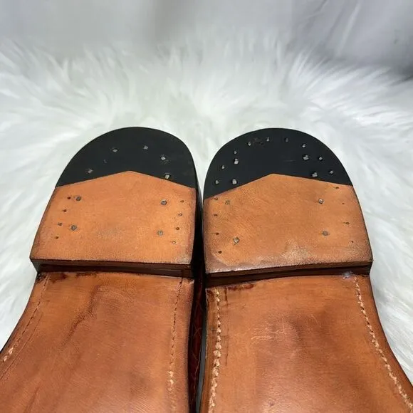 David Espinoza Cognac Alligator Leather Loafers Sz 8D