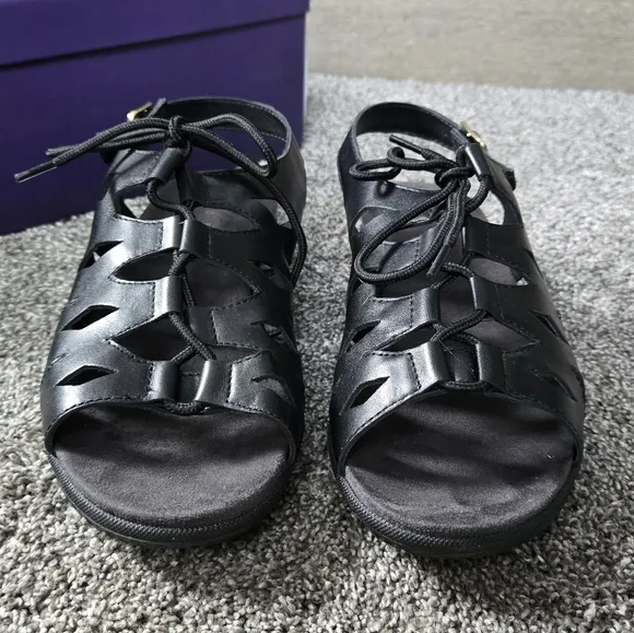 David Tate Darcy Slingback Sandal Women's Black Leather Sandals NEW size 8.5