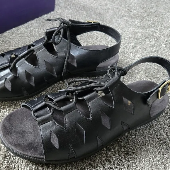 David Tate Darcy Slingback Sandal Women's Black Leather Sandals NEW size 8.5