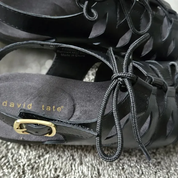 David Tate Darcy Slingback Sandal Women's Black Leather Sandals NEW size 8.5