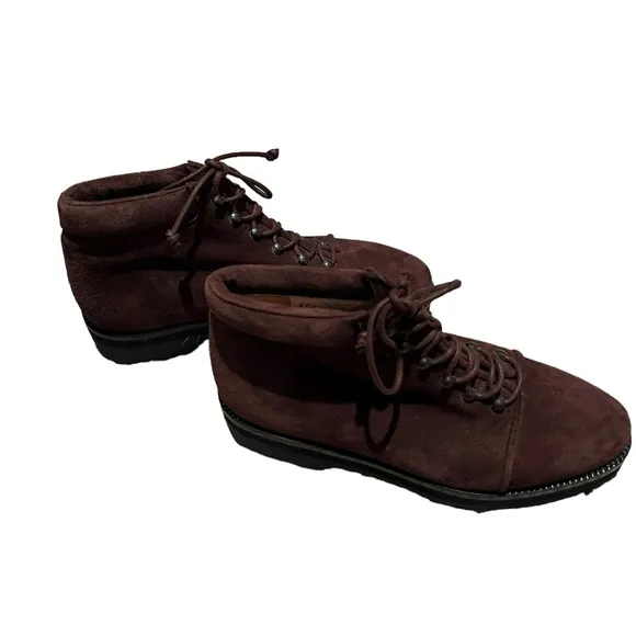 Deadstock Vintage Walter Steiger Brown Suede Lace Up Utility Combat Boots