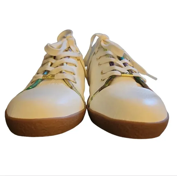 Delman Women Maggie Sneakers Color Edges White Leather Size 9 NWT Coastal Prep