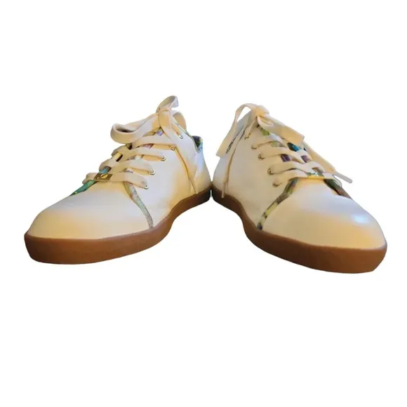 Delman Women Maggie Sneakers Color Edges White Leather Size 9 NWT Coastal Prep