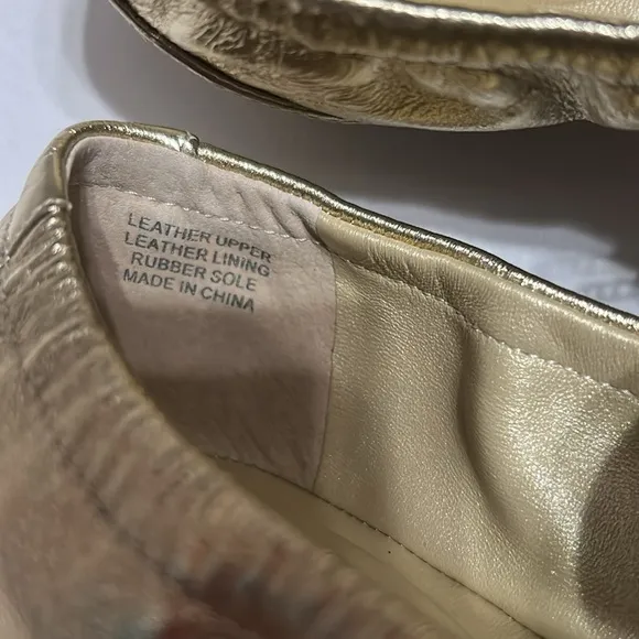 Deltan Gold Leather Loafers size 8.5 NWT
