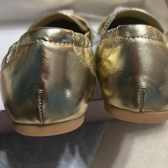 Deltan Gold Leather Loafers size 8.5 NWT