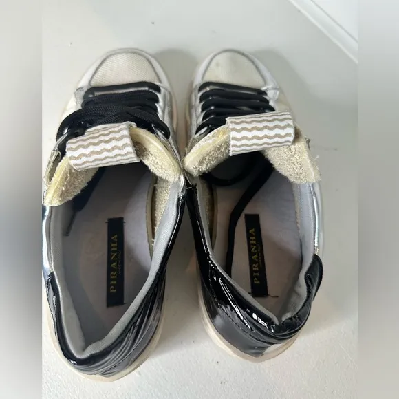 Designer Italian Piranha Sneaker Casual Blackk and White - size 38 EU US 8
