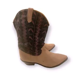 Dingo Boots Leather &amp; Fabric Size 9 Tan &amp; Southwest Fabri…Cottagecore Go…