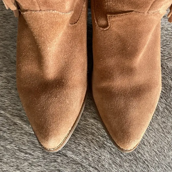 Dingo Tan Suede Leather Fringe Boots