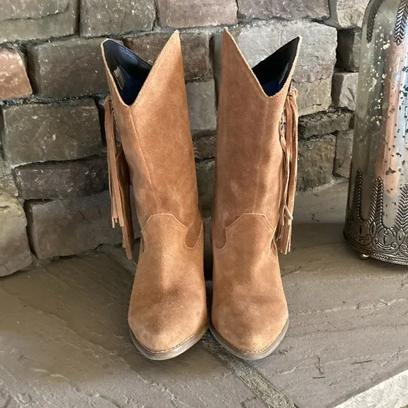 Dingo Tan Suede Leather Fringe Boots