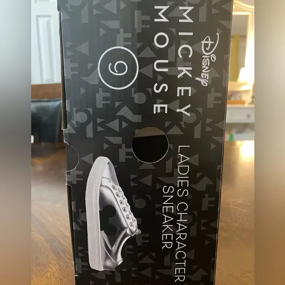 Disney Mickey Mouse Silver and Black Ladies character sneakers Size 9 NWT