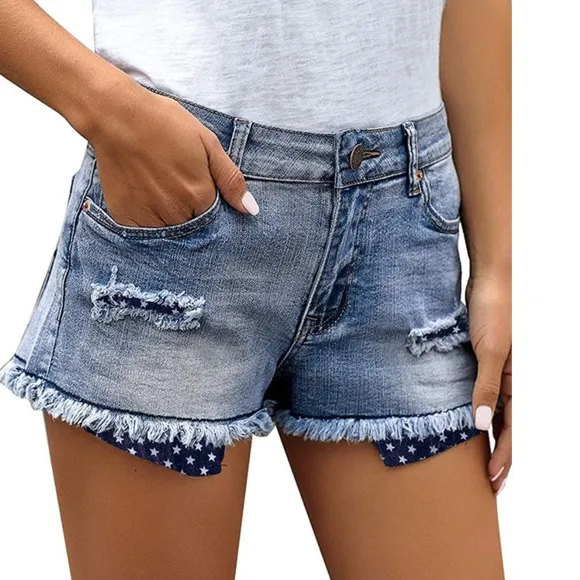 Distressed denim cutoff shorts jeans ripped
