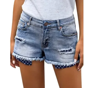 Distressed denim cutoff shorts jeans ripped