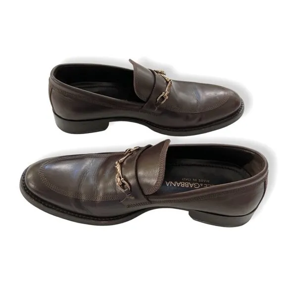 Dolce &amp; Gabbana brown leather men loafers size 8