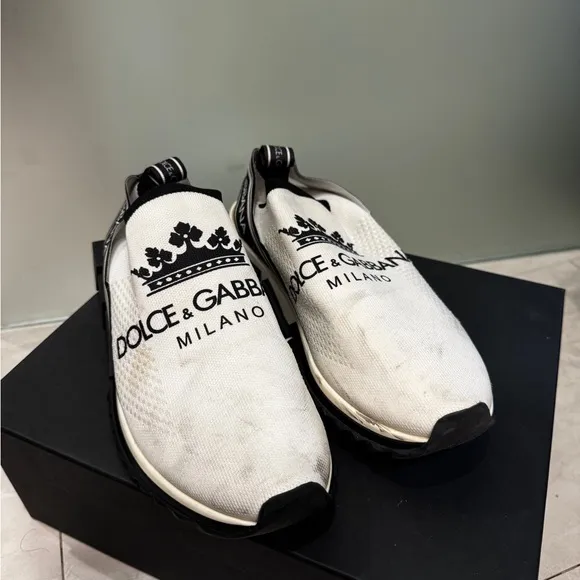 Dolce &amp; Gabbana White and Black Sneakers Athletic Style
