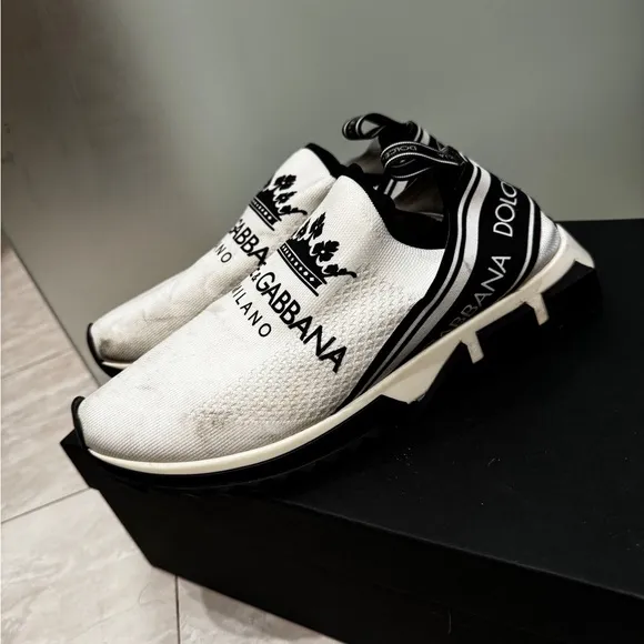 Dolce &amp; Gabbana White and Black Sneakers Athletic Style
