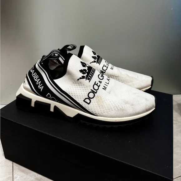 Dolce &amp; Gabbana White and Black Sneakers Athletic Style