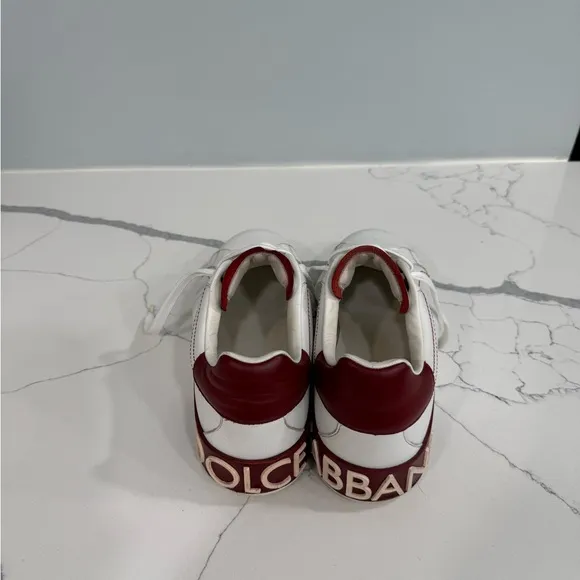 Dolce &amp; Gabbana White and Red Casual Sneakers