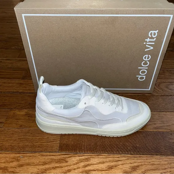 Dolce Vita Leather Adella Lace Up Sneakers Off White Women’s Size 8