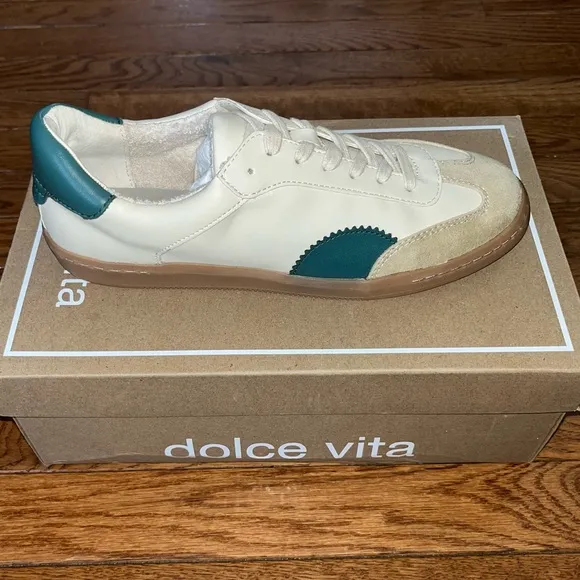 Dolce Vita Nelson Lace Up Sneakers White, Cream &amp; Green Women’s Size 8
