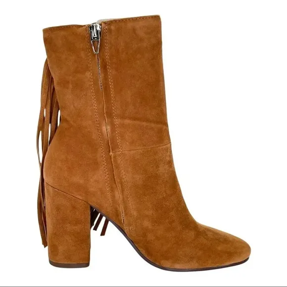 Dolce Vita Rhoda Tan Suede Tasseled Womens Ankle Boots Size 6M